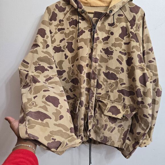 Fredericks Rainwear Mens Vtg 70s Streetwear Camo Outdoor Hunting Hooded Coat L - Picture 4 of 11